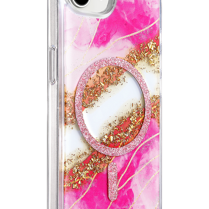 iPhone 17E Lotus Simli Magsafe Kapak Kılıf - Pembe 2