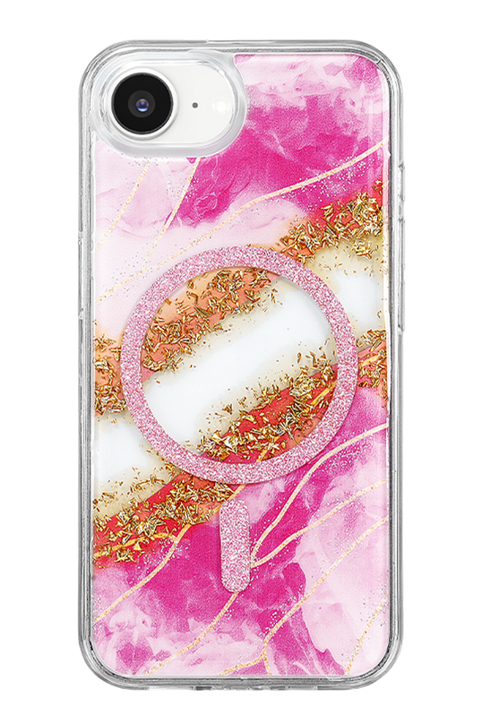 iPhone 17E Lotus Simli Magsafe Kapak Kılıf - Pembe 3