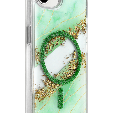 iPhone 17E Lotus Simli Magsafe Kapak Kılıf - Yeşil 2