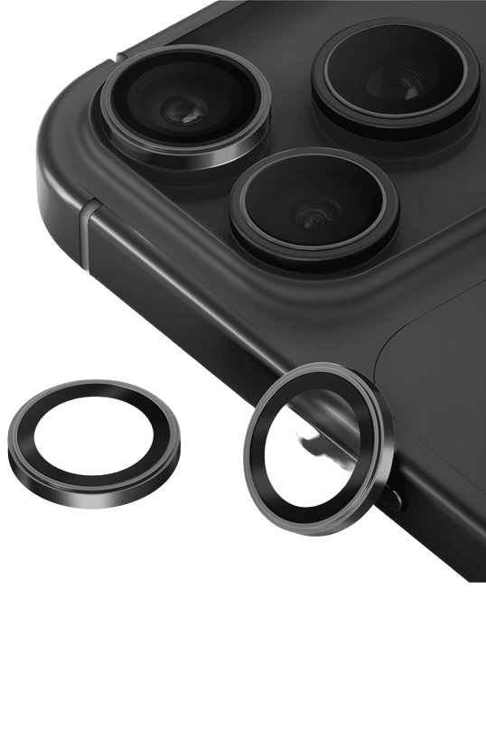 iPhone 18 Pro Max Optix Prime Çelik Çerçeveli Sapphire Kamera Lens Koruyucu - Koyu Gri 2