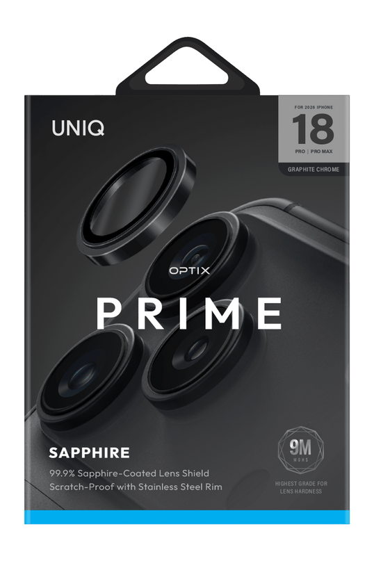 iPhone 18 Pro Max Optix Prime Çelik Çerçeveli Sapphire Kamera Lens Koruyucu - Koyu Gri