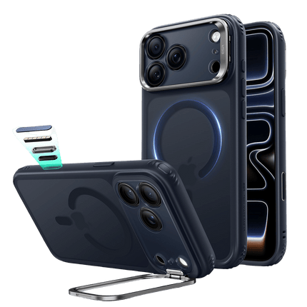 iPhone 18 Pro Max/17 Pro Max Classic Hybrid Magsafe Standlı Kapak Kılıf - Mavi 2
