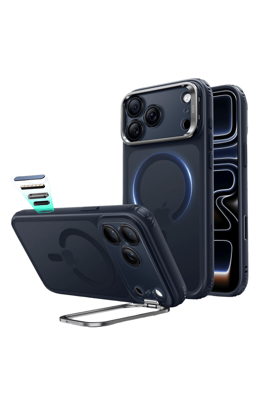 iPhone 18 Pro Max/17 Pro Max Classic Hybrid Magsafe Standlı Kapak Kılıf - Mavi 2