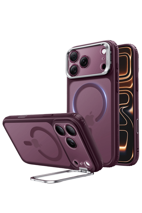 iPhone 18 Pro Max/17 Pro Max Classic Hybrid Magsafe Standlı Kapak Kılıf - Bordo