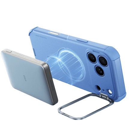 iPhone 18 Pro Max/17 Pro Max Cyber Tough Magsafe Stantlı Kapak Kılıf - Açık Mavi 3