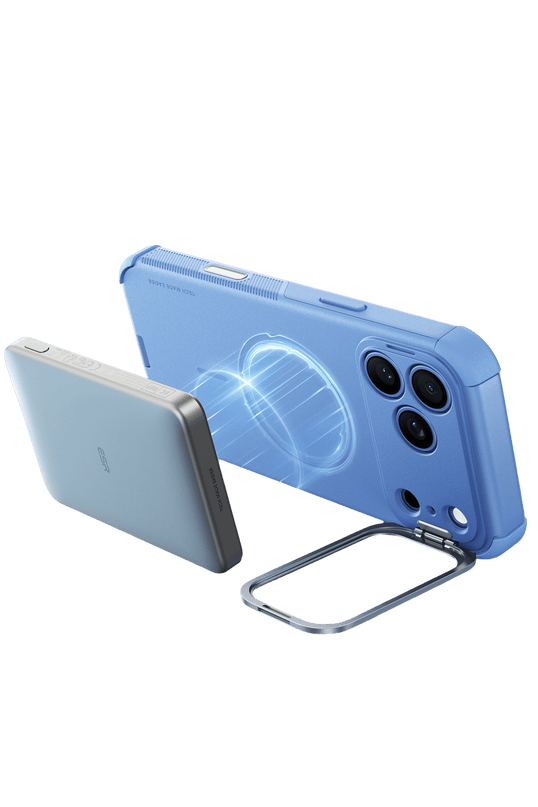 iPhone 18 Pro Max/17 Pro Max Cyber Tough Magsafe Stantlı Kapak Kılıf - Açık Mavi 3