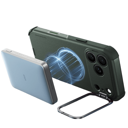 iPhone 18 Pro Max/17 Pro Max Cyber Tough Magsafe Stantlı Kapak Kılıf - Yeşil 3