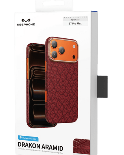 iPhone 18 Pro Max/17 Pro Max Drakon Aramid Magsafe Kapak Kılıf - Kırmızı 5