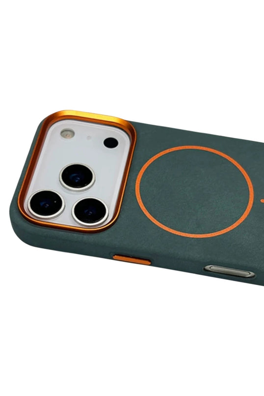 iPhone 18 Pro Max/17 Pro Max Luno Deri Magsafe Kapak Kılıf - Yeşil 3