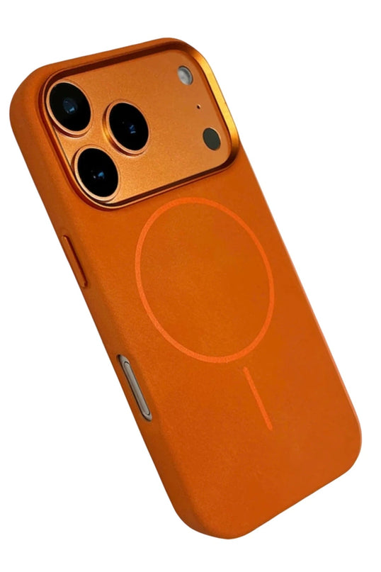 iPhone 18 Pro Max/17 Pro Max Luno Deri Magsafe Kapak Kılıf - Turuncu 2
