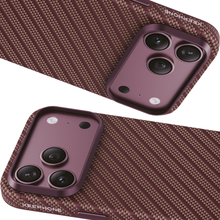 iPhone 18 Pro Max/17 Pro Max Mono Aramid Fiber Magsafe Kapak Kılıf - Bordo 2