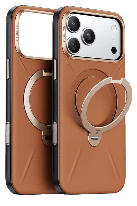 iPhone 18 Pro Max/17 Pro Max O Stand Spin VegSkin Serisi Magsafe Kılıf - Kahverengi