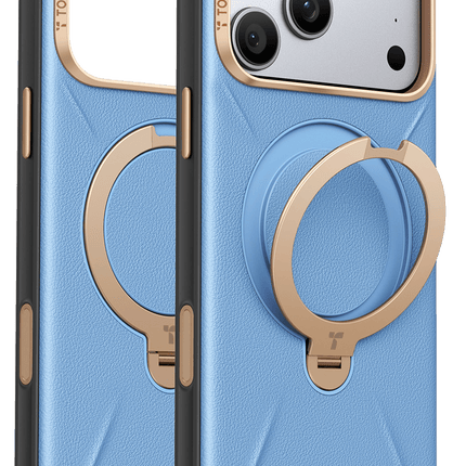 iPhone 18 Pro Max/17 Pro Max O Stand Spin VegSkin Serisi Magsafe Kılıf - Açık Mavi