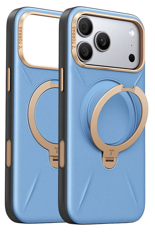 iPhone 18 Pro Max/17 Pro Max O Stand Spin VegSkin Serisi Magsafe Kılıf - Açık Mavi