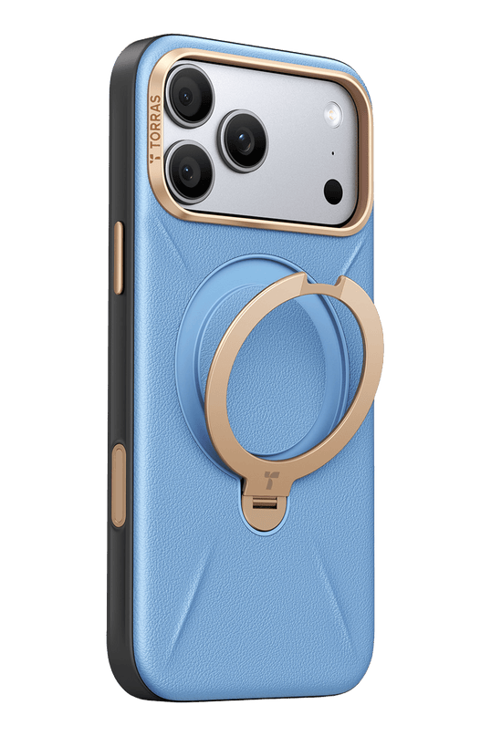 iPhone 18 Pro Max/17 Pro Max O Stand Spin VegSkin Serisi Magsafe Kılıf - Açık Mavi 3