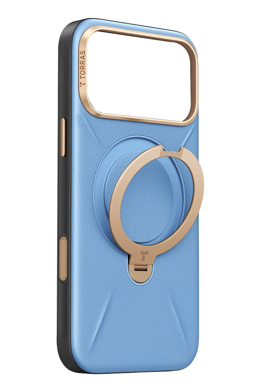 iPhone 18 Pro Max/17 Pro Max O Stand Spin VegSkin Serisi Magsafe Kılıf - Açık Mavi 4