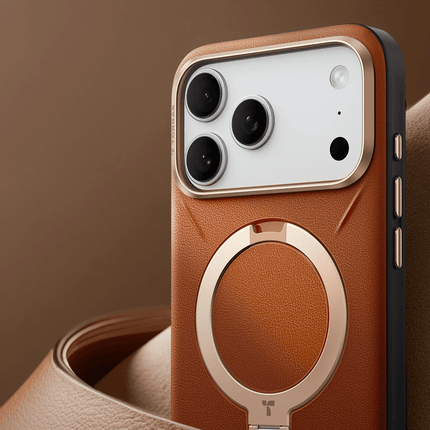 iPhone 18 Pro Max/17 Pro Max O Stand Spin VegSkin Serisi Magsafe Kılıf - Kahverengi 3
