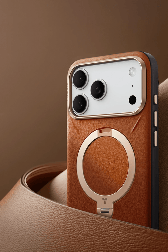 iPhone 18 Pro Max/17 Pro Max O Stand Spin VegSkin Serisi Magsafe Kılıf - Kahverengi 3