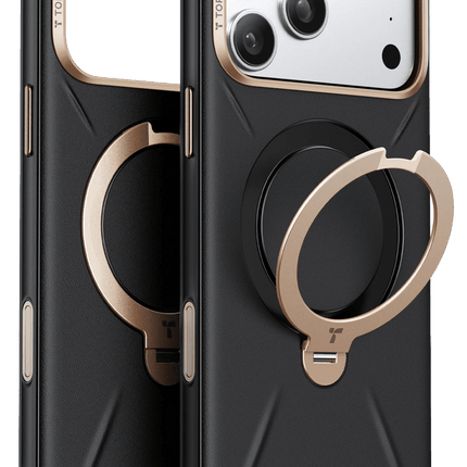 iPhone 18 Pro Max/17 Pro Max O Stand Spin VegSkin Serisi Magsafe Kılıf - Siyah