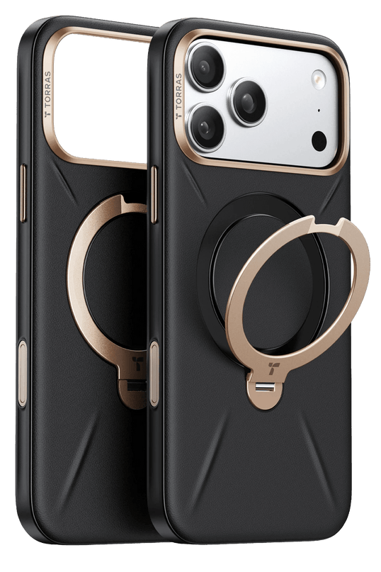 iPhone 18 Pro Max/17 Pro Max O Stand Spin VegSkin Serisi Magsafe Kılıf - Siyah