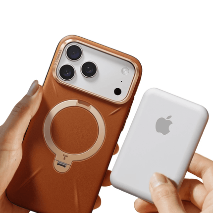 iPhone 18 Pro Max/17 Pro Max O Stand Spin VegSkin Serisi Magsafe Kılıf - Kahverengi 4