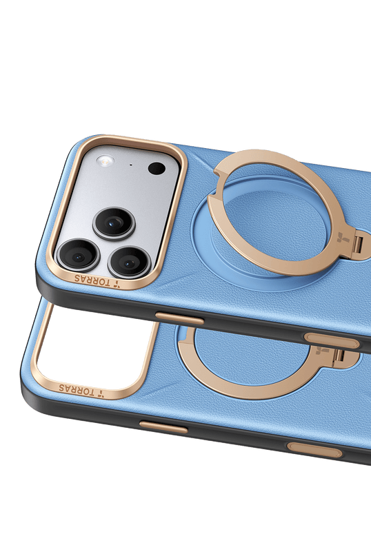 iPhone 18 Pro Max/17 Pro Max O Stand Spin VegSkin Serisi Magsafe Kılıf - Açık Mavi 2