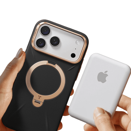 iPhone 18 Pro Max/17 Pro Max O Stand Spin VegSkin Serisi Magsafe Kılıf - Siyah 3