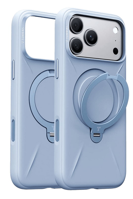 iPhone 18 Pro Max/17 Pro Max Ostand Q3 Silicone Standlı Magsafe Kapak Kılıf - Açık Mavi