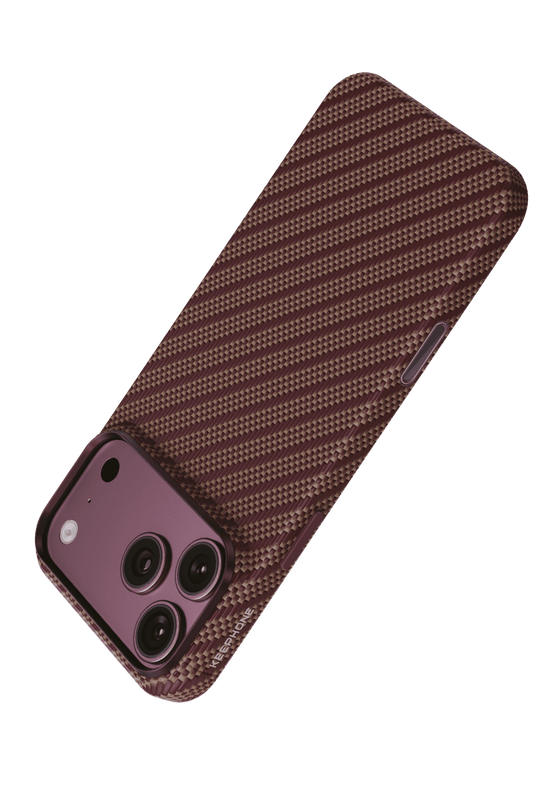 iPhone 18 Pro Max/17 Pro Max Titan Aramid Fiber Magsafe Kapak Kılıf - Bordo 3