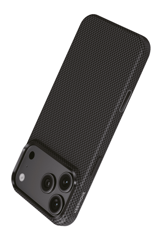 iPhone 18 Pro Max/17 Pro Max Titan Aramid Fiber Magsafe Kapak Kılıf - Parlak Siyah 3