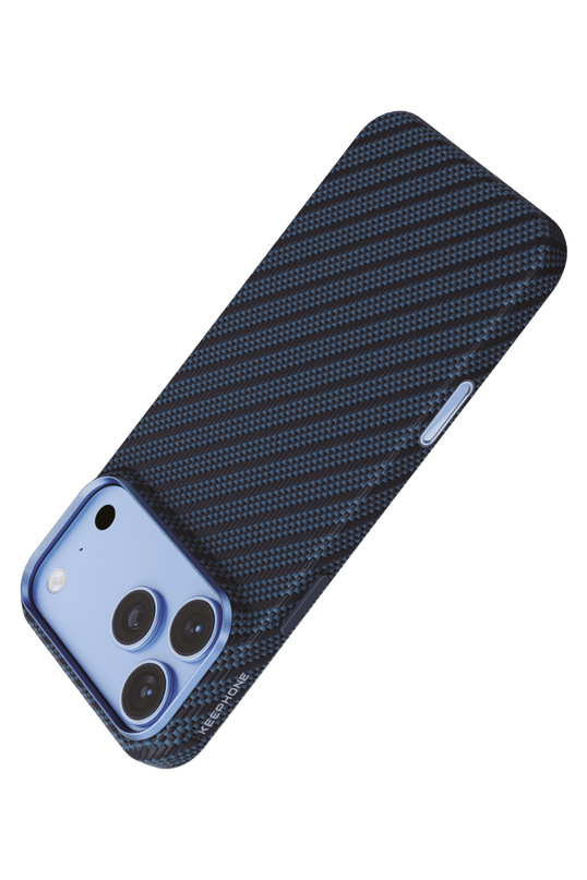 iPhone 18 Pro Max/17 Pro Max Titan Aramid Fiber Magsafe Kapak Kılıf - Lacivert 3