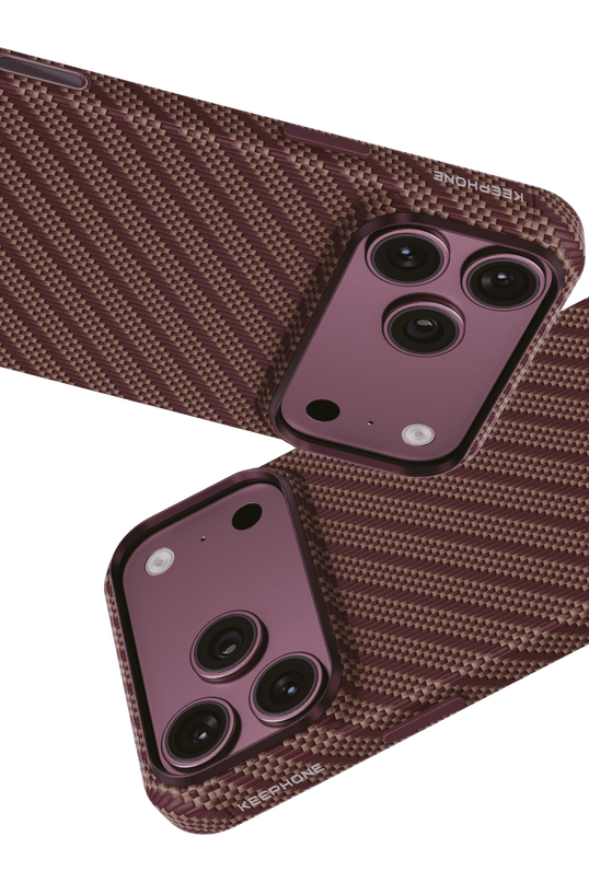 iPhone 18 Pro Max/17 Pro Max Titan Aramid Fiber Magsafe Kapak Kılıf - Bordo 2