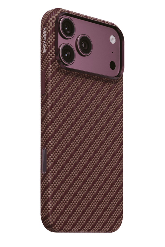 iPhone 18 Pro Max/17 Pro Max Titan Aramid Fiber Magsafe Kapak Kılıf - Bordo