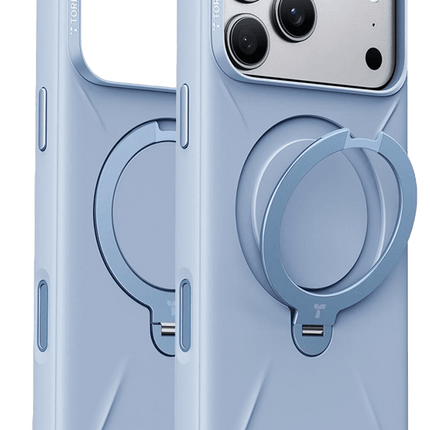 iPhone 18 Pro/17 Pro Ostand Q3 Silicone Standlı Magsafe Kapak Kılıf - Açık Mavi