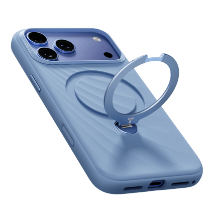 iPhone 18 Pro/17 Pro Ostand Q3 Silicone Wind Standlı Magsafe Kapak Kılıf - Mavi 3