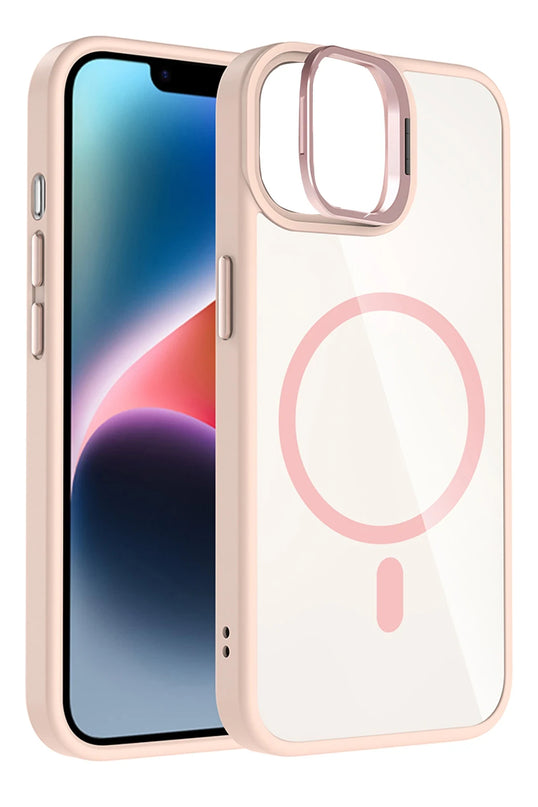 iPhone 11 Remim Lensli Magsafe Standlı Kapak Kılıf - Pembe 2