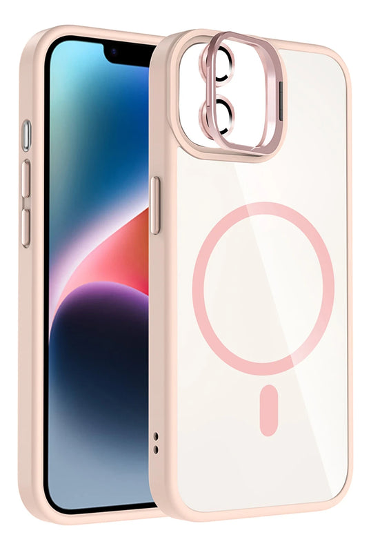 iPhone 11 Remim Lensli Magsafe Standlı Kapak Kılıf - Pembe