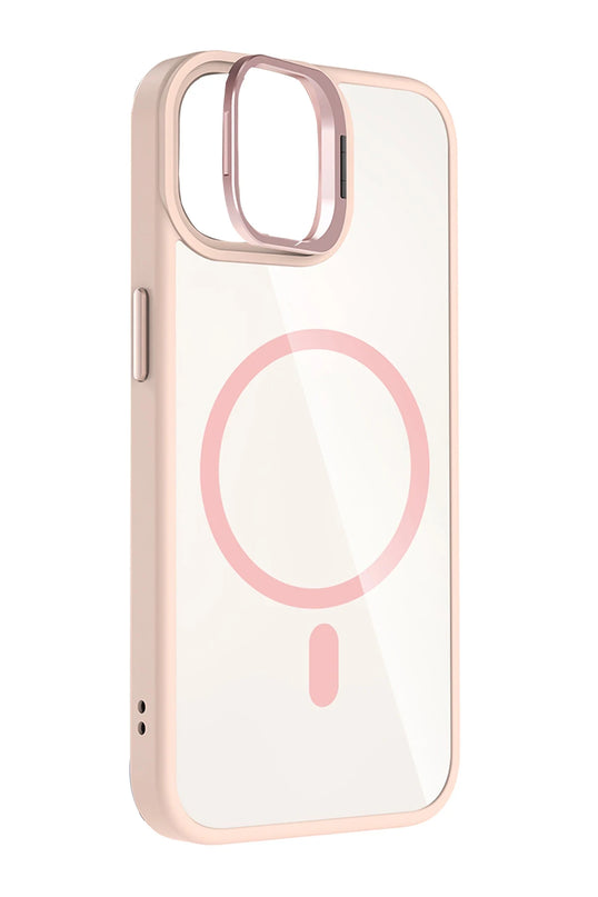 iPhone 11 Remim Lensli Magsafe Standlı Kapak Kılıf - Pembe 3