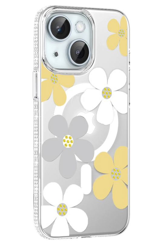 iPhone 14 Floral Magsafe Kapak Kılıf - Sarı