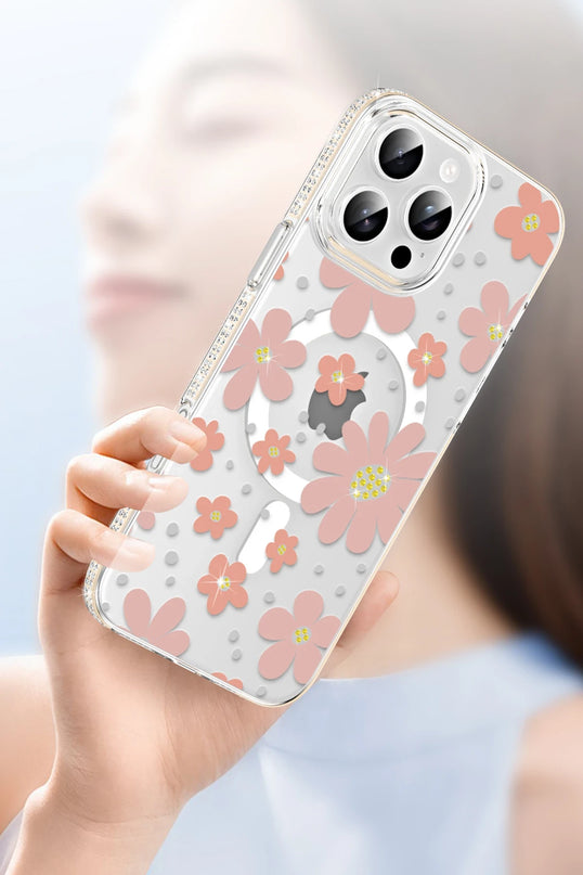 iPhone 14 Floral Magsafe Kapak Kılıf - Turuncu 4