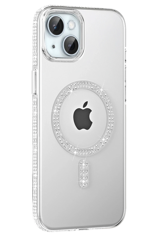 iPhone 14 Move Taşlı Magsafe Kapak Kılıf - Natural Grey