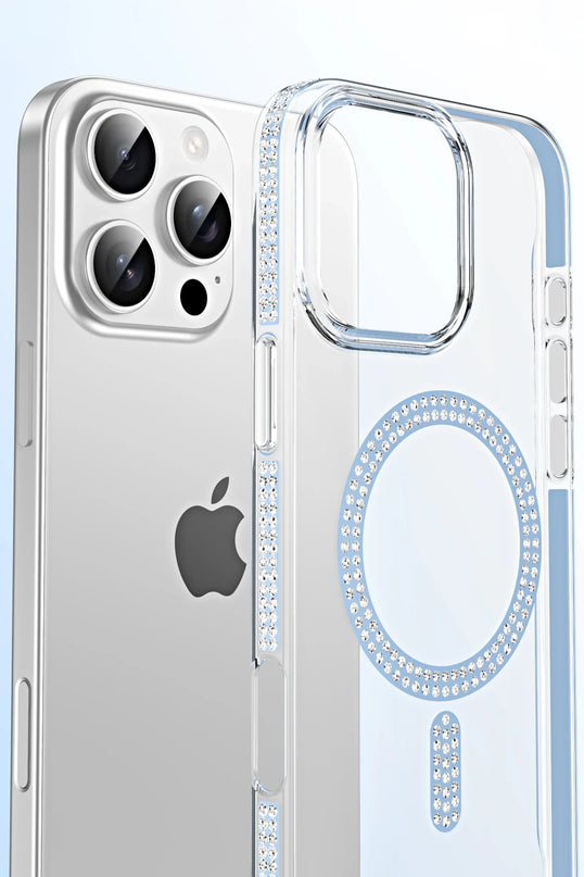 iPhone 14 Move Taşlı Magsafe Kapak Kılıf - Natural Grey 2
