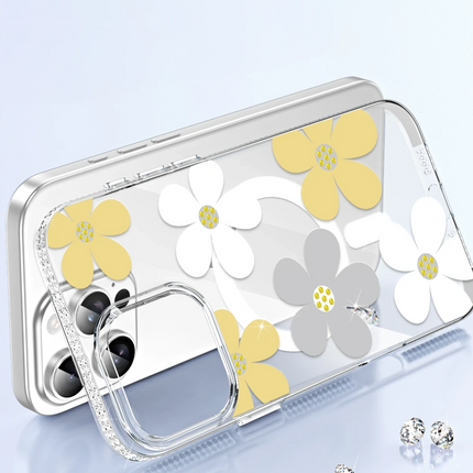 iPhone 15 Pro Max Floral Magsafe Kapak Kılıf - Sarı 3