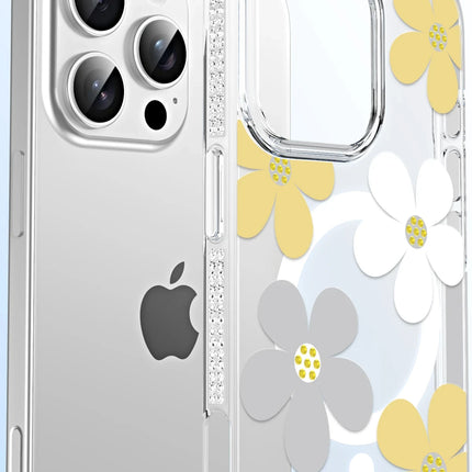 iPhone 15 Pro Max Floral Magsafe Kapak Kılıf - Sarı 5