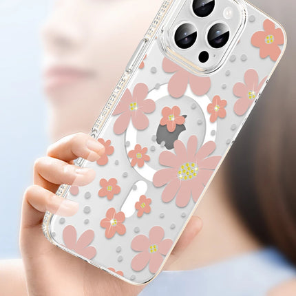 iPhone 15 Pro Max Floral Magsafe Kapak Kılıf - Sarı 4