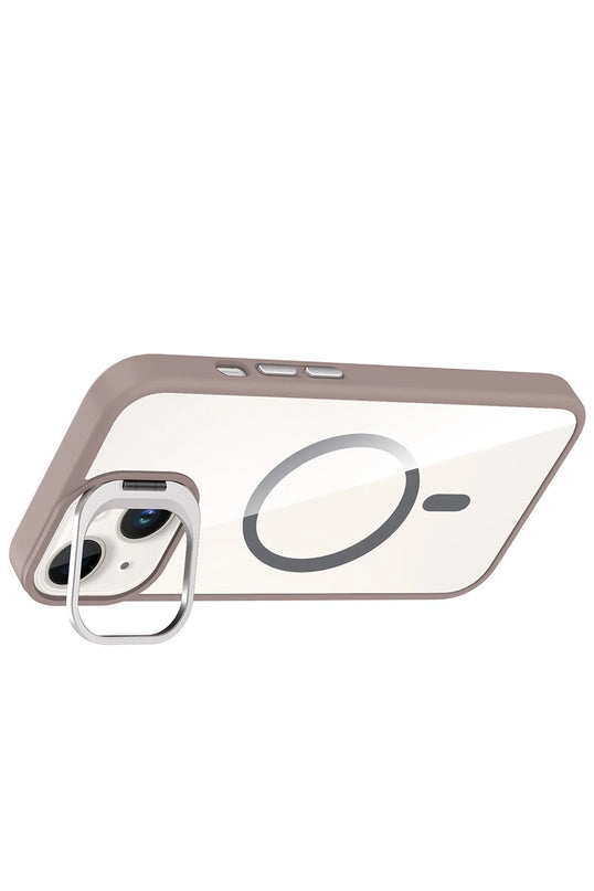 iPhone 15 Remim Lensli Magsafe Standlı Kapak Kılıf - Titan Gri 3