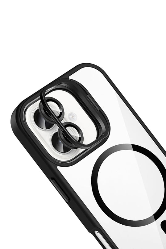 iPhone 16 Plus Remim Lensli Magsafe Standlı Kapak Kılıf - Siyah 4