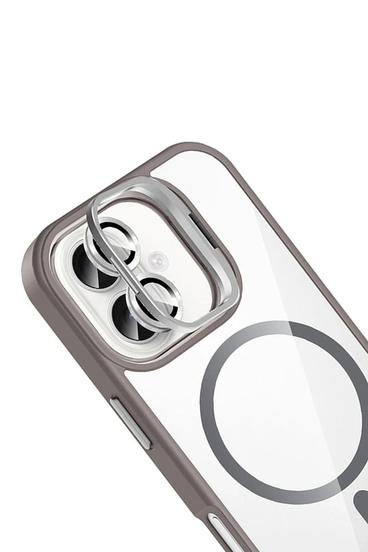 iPhone 16 Plus Remim Lensli Magsafe Standlı Kapak Kılıf - Titan Gri 4