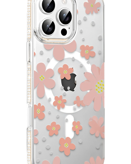 iPhone 16 Pro Max Floral Magsafe Kapak Kılıf - Pembe
