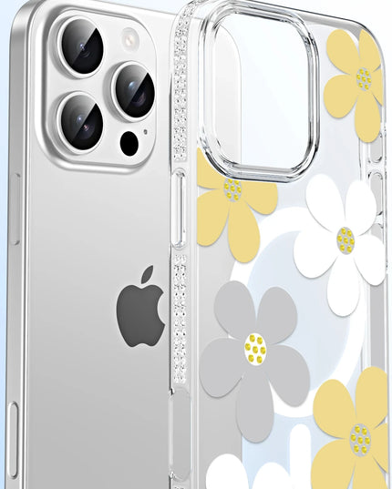 iPhone 16 Pro Max Floral Magsafe Kapak Kılıf - Sarı 5